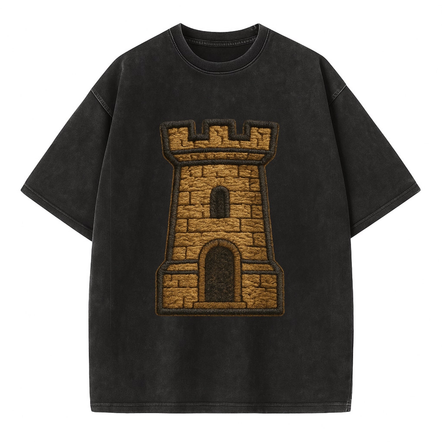 Castle Tower  - Vintage T-shirt - Black
