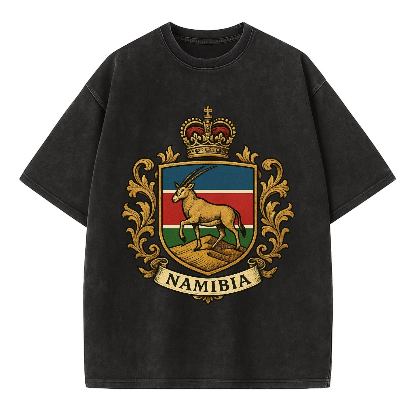 Namibia Heritage Badge  - Vintage T-shirt - Black