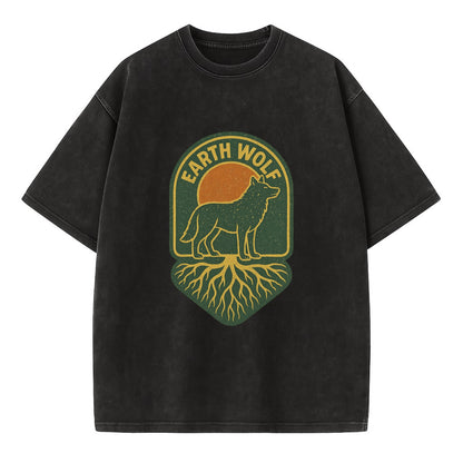 Earth Wolf Roots  - Vintage T-shirt - Black