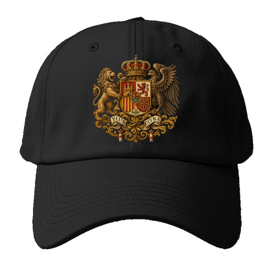 Spain Royal Logo (traditional Corona Real Española, Plus Ultra Banner, Premium Emblem) Baseball Cap For Big Heads - Black