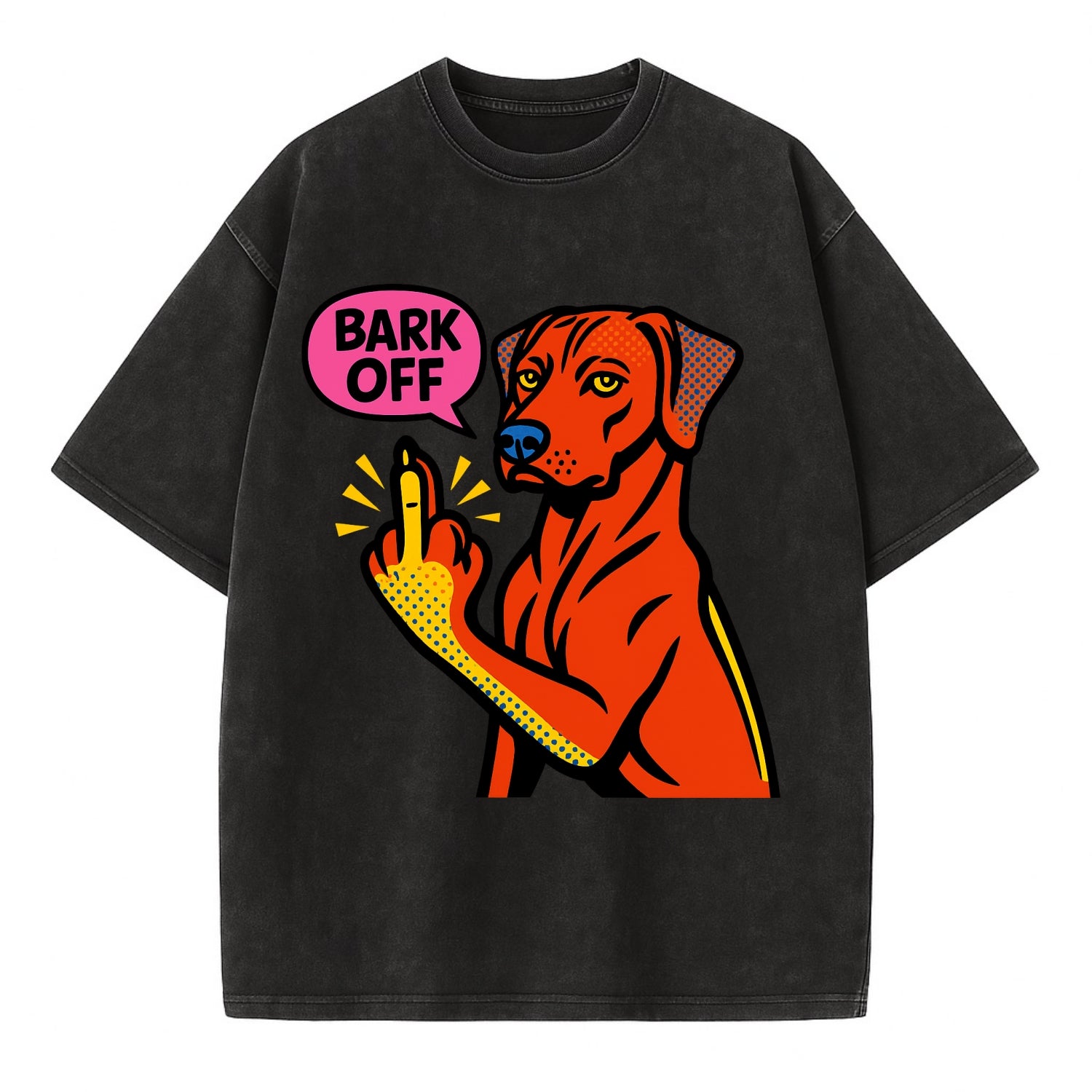 Rhodesian Ridgeback with distinctive ridge on back, athletic muscular paw up - Vintage T-shirt - Black