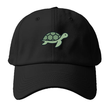 Sea Turtle - Green with shell pattern flat side profile - Baseball Cap For Big Heads - Black