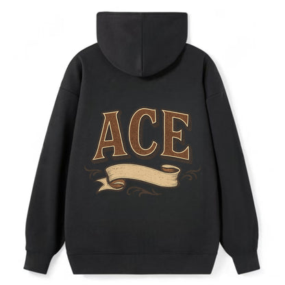 Bold typography design - "ACE" - expert, the best at something - Classic Pullover Hoodie - Black