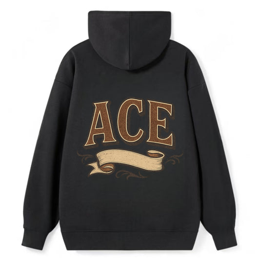 Bold typography design - "ACE" - expert, the best at something - Classic Pullover Hoodie - Black