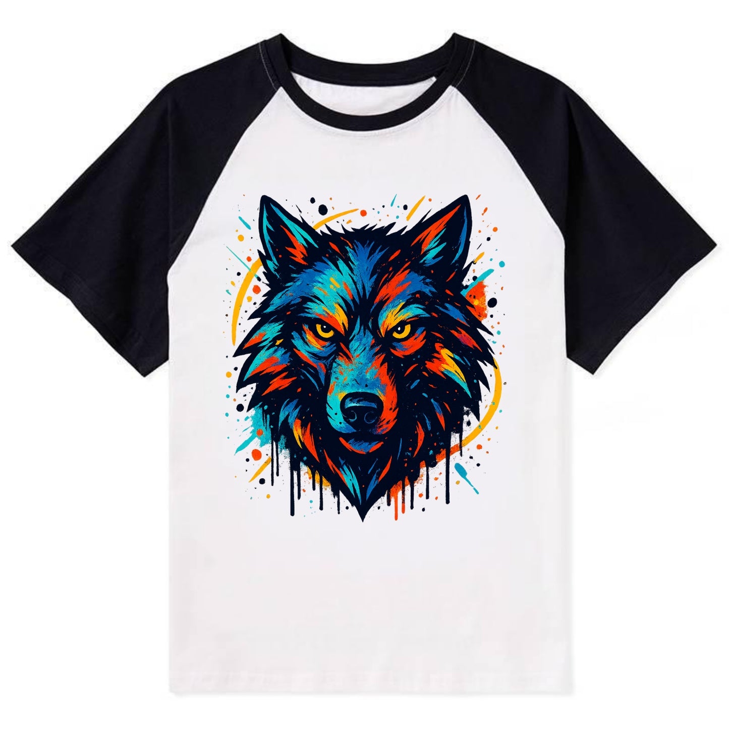 Alpha Wolf Leader  - Contrast Raglan T-shirt - Black