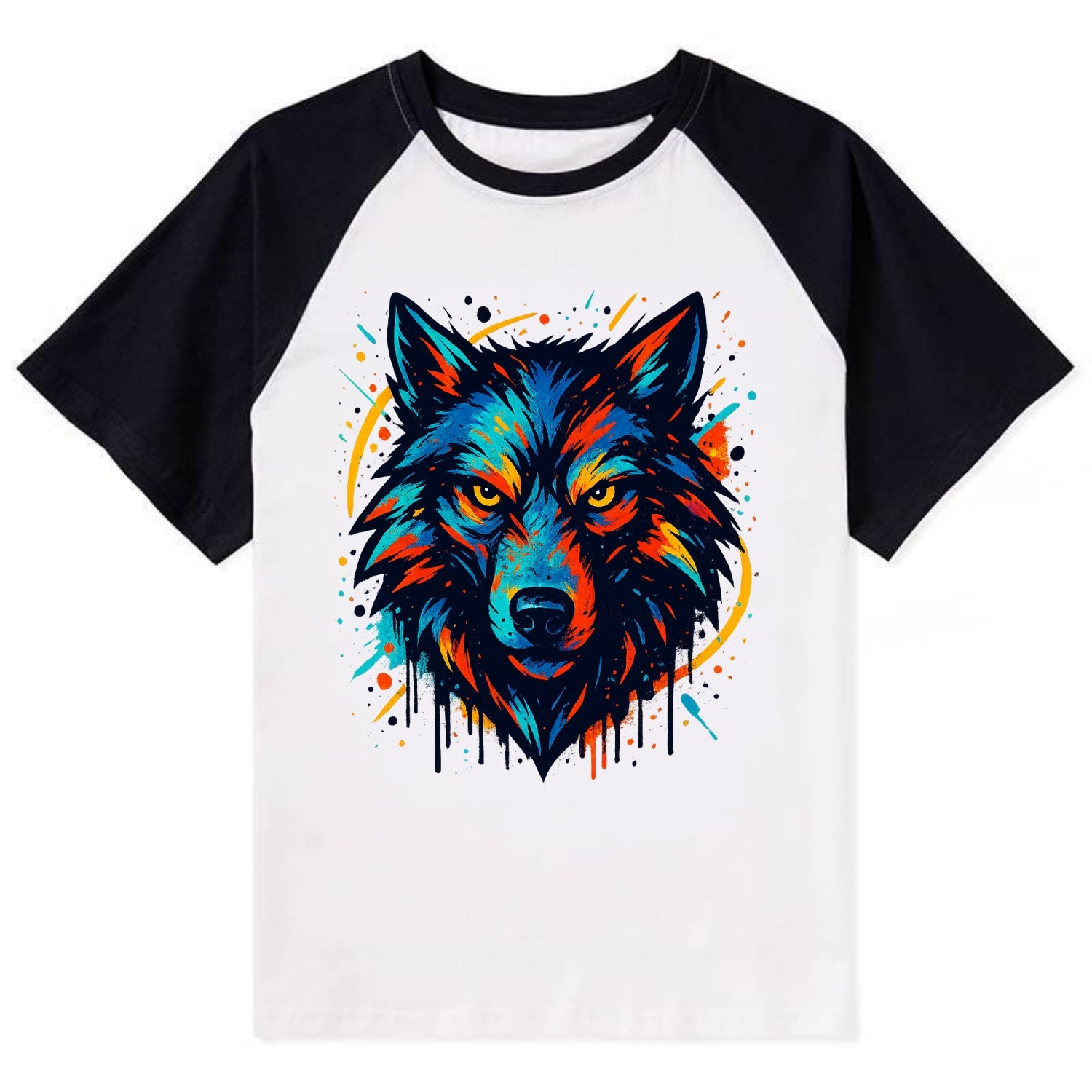 Alpha Wolf Leader  - Contrast Raglan T-shirt - Black