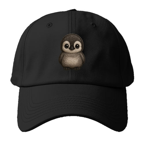 Baby Penguin Chick - gray fluffy, white face, round body, - Baseball Cap For Big Heads