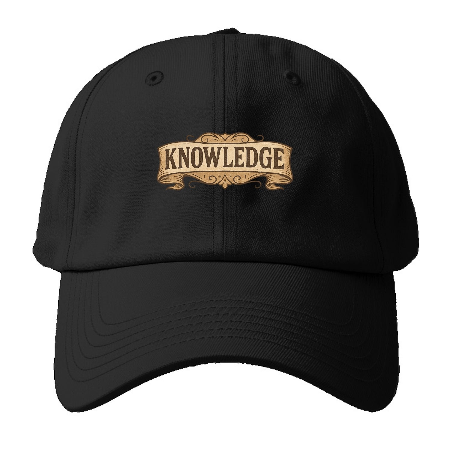 Bold typography design - "KNOWLEDGE" - learning, understanding - Baseball Cap - Black