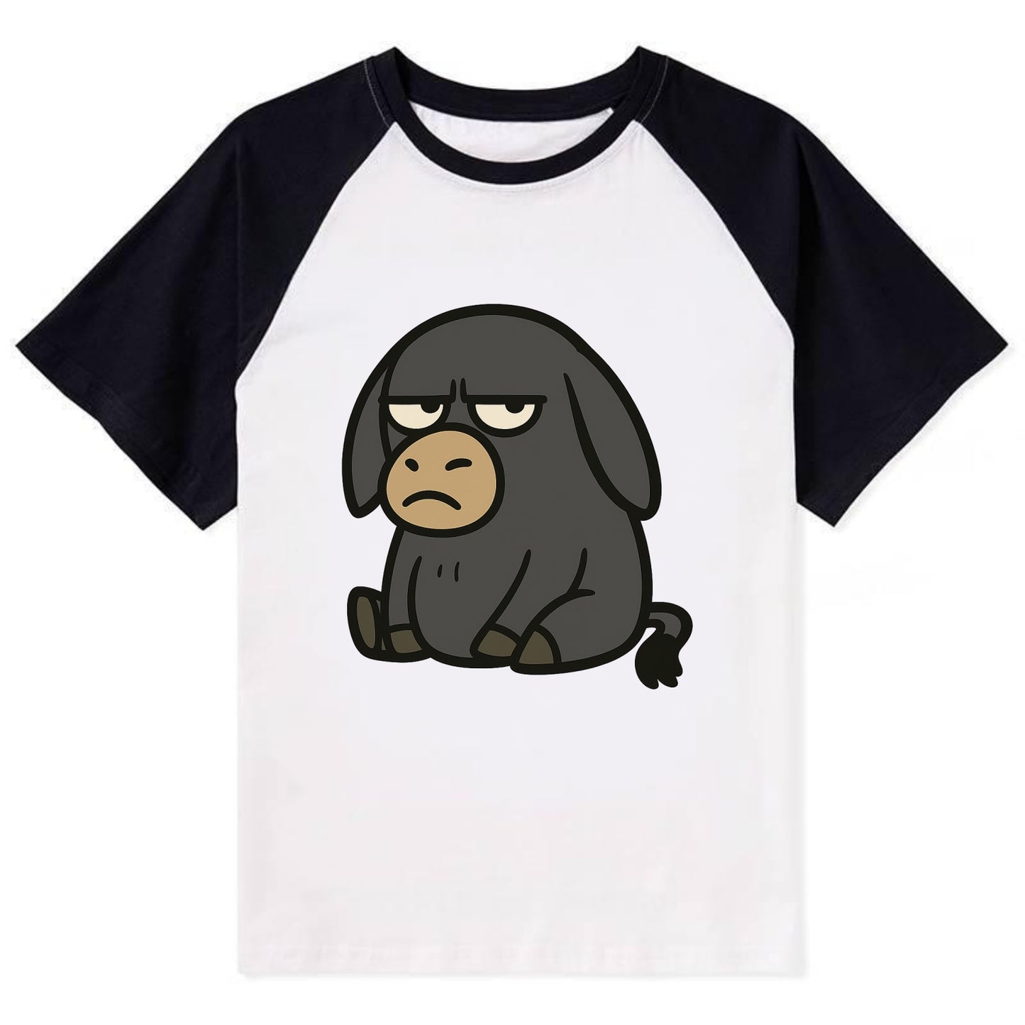The Donky Judging Silently - Contrast Raglan T-shirt - Black