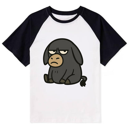 The Donky Judging Silently - Contrast Raglan T-shirt - Black