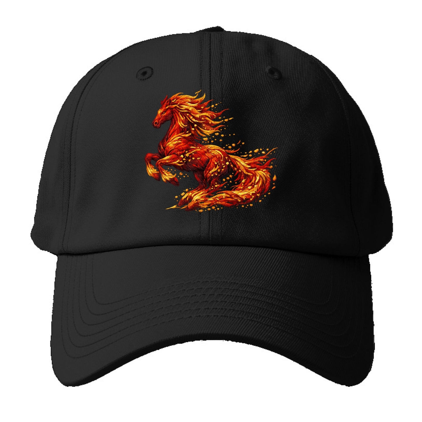 EMBER RISING | Sparks forming into horse shape | Particles of fire | Energy - Baseball Cap - Black