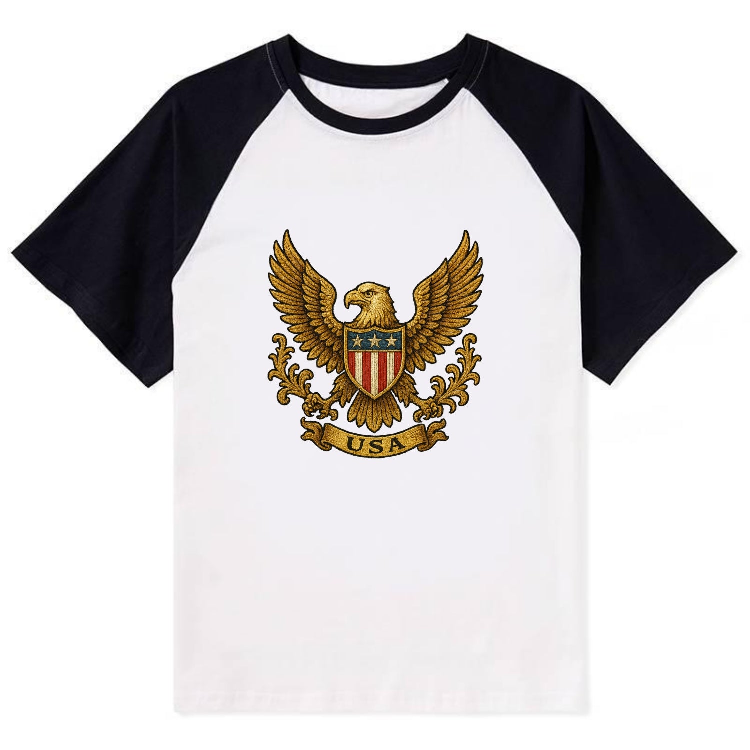 Usa Heritage Eagle 3 - Contrast Raglan T-shirt - Black
