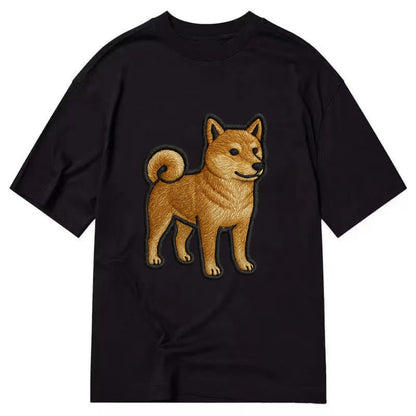 Shiba Inu - Trendy Japanese dog logo wit - Classic T-shirt - Black