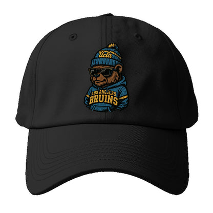 Los Angeles Bruin wearing UCLA beanie with script patch - Baseball Cap For Big Heads - Black