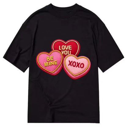 VALENTINES HEARTS - candy hearts in pink and red , love day - Classic T-shirt - Black