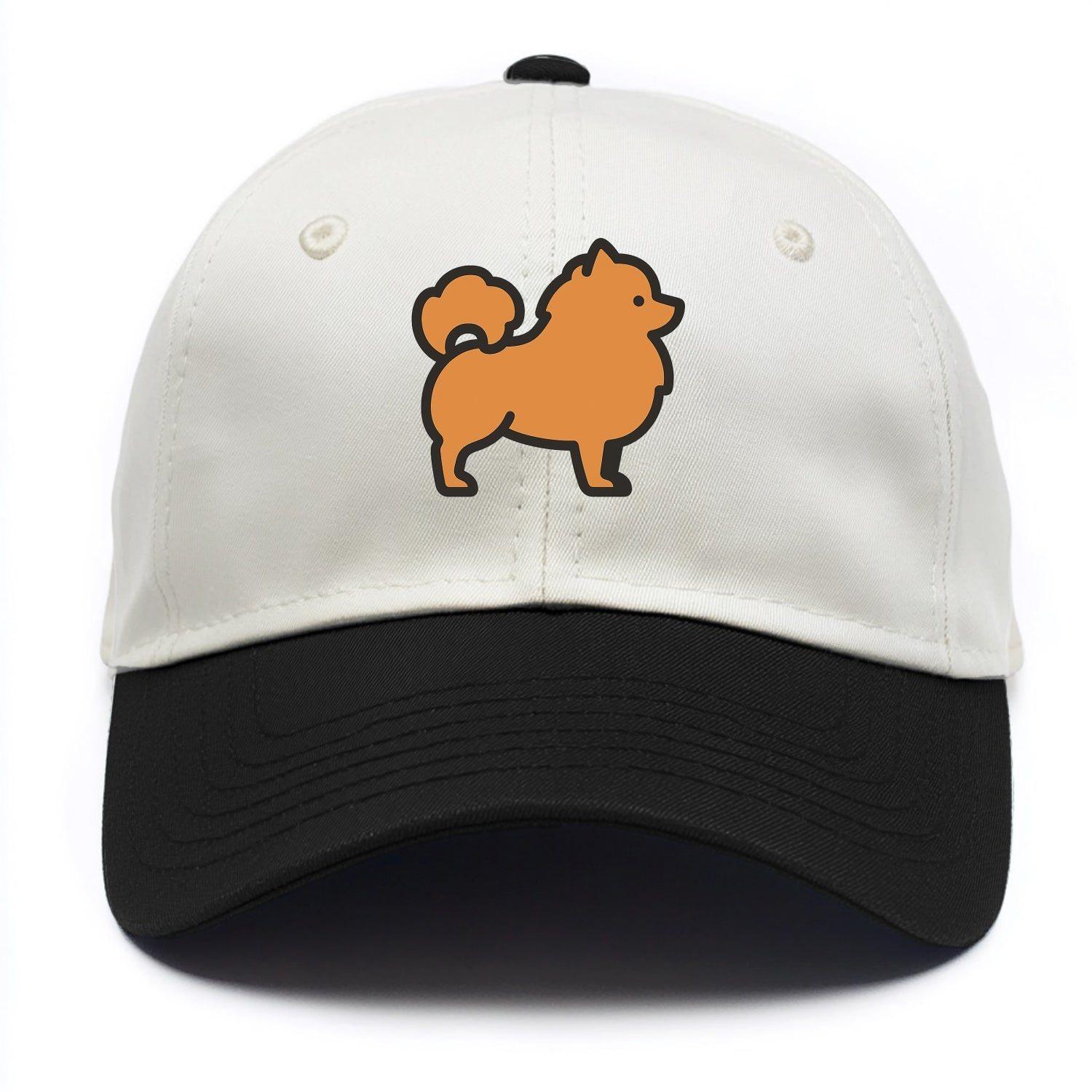 Pomeranian - Orange fluffy flat side profile - Two Tone Cap - Black