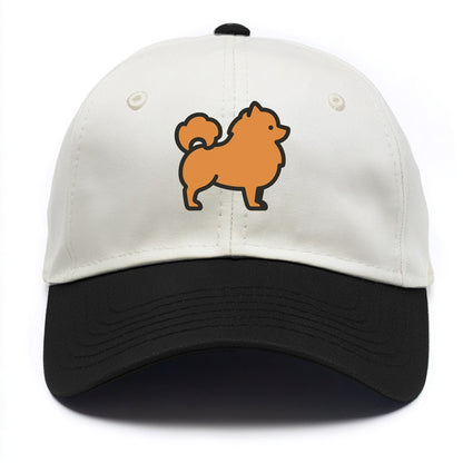 Pomeranian - Orange fluffy flat side profile - Two Tone Cap - Black
