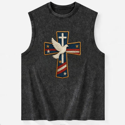 Dove and Cross  - Vintage Washed Tank - Black