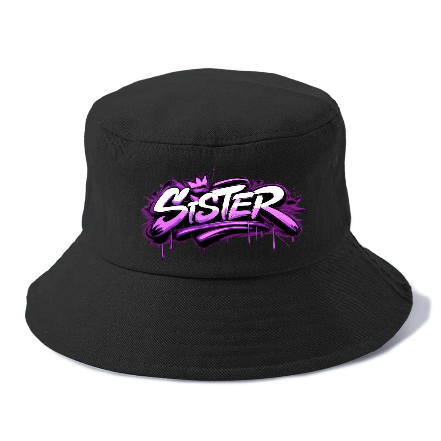 Bold typography design - "SISTER" - female bond, sisterhood - Bucket Hat - Black