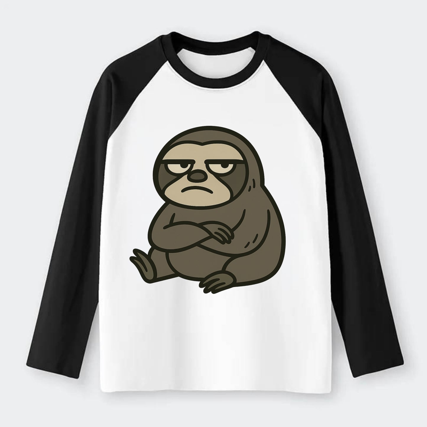 The Sloth Judging Silently - Raglan Long Sleeve T-Shirt - Black