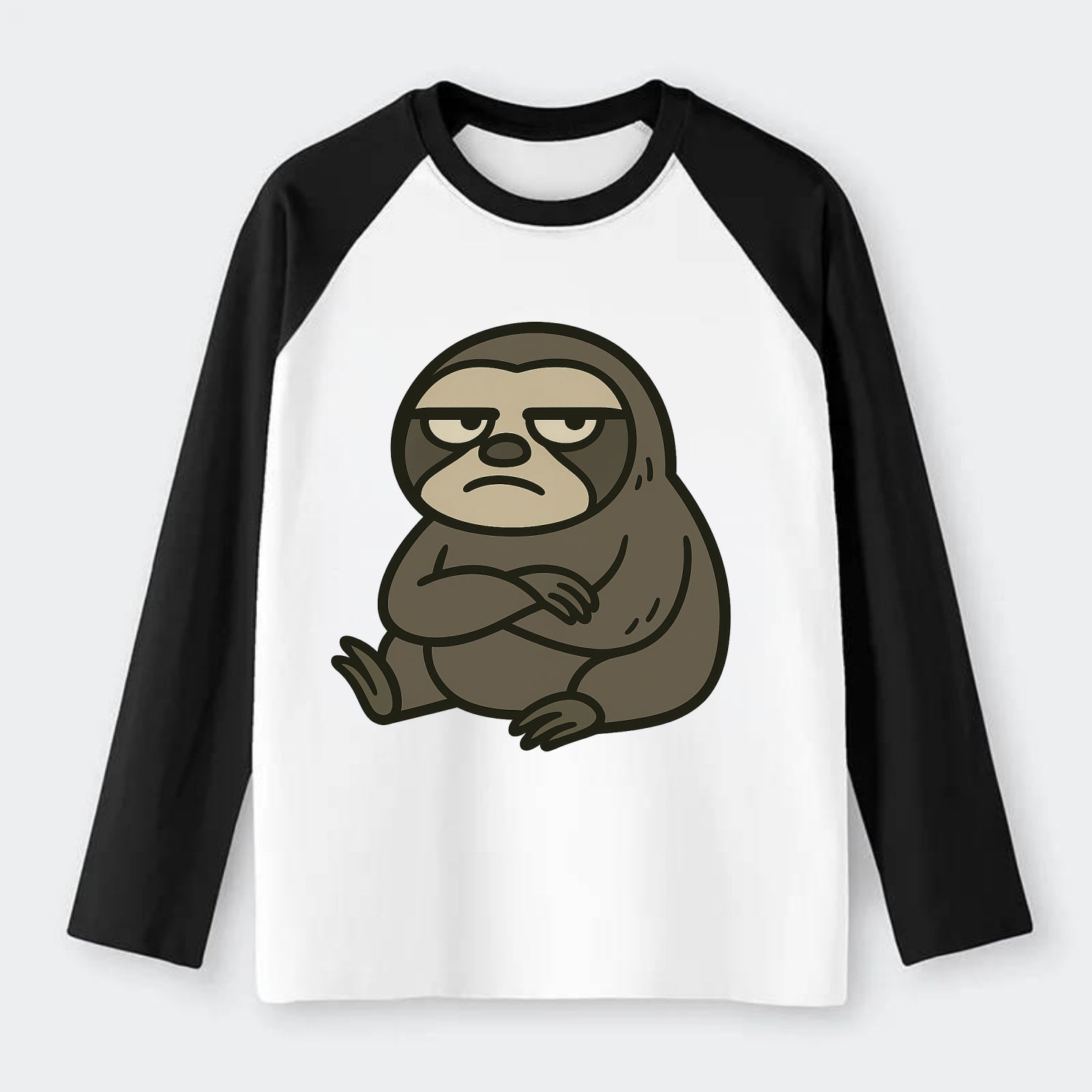 The Sloth Judging Silently - Raglan Long Sleeve T-Shirt - Black