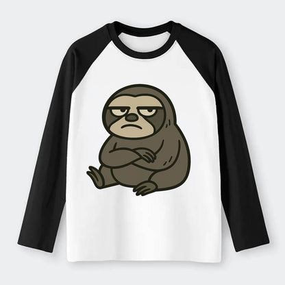 The Sloth Judging Silently - Raglan Long Sleeve T-Shirt - Black