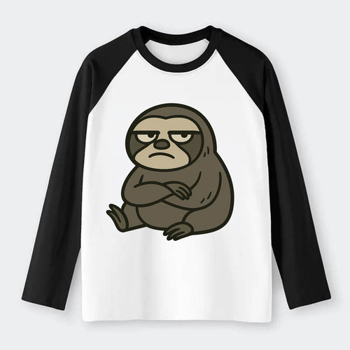 The Sloth Judging Silently - Raglan Long Sleeve T-Shirt