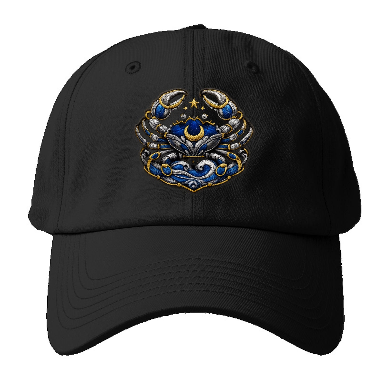 CANCER CRAB - protective crab in silver and blue , water sign - Baseball Cap - Black