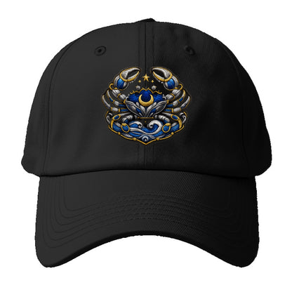 CANCER CRAB - protective crab in silver and blue , water sign - Baseball Cap - Black