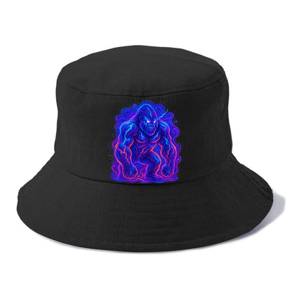 Mighty gorilla with electricity flowing through defined muscles, lightning bolt - Bucket Hat - Black