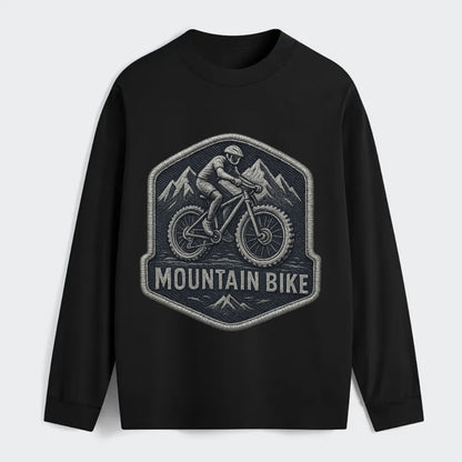 Mountain bike with rugged tires - cyclist badge - Classic Long Sleeve Shirt - Black