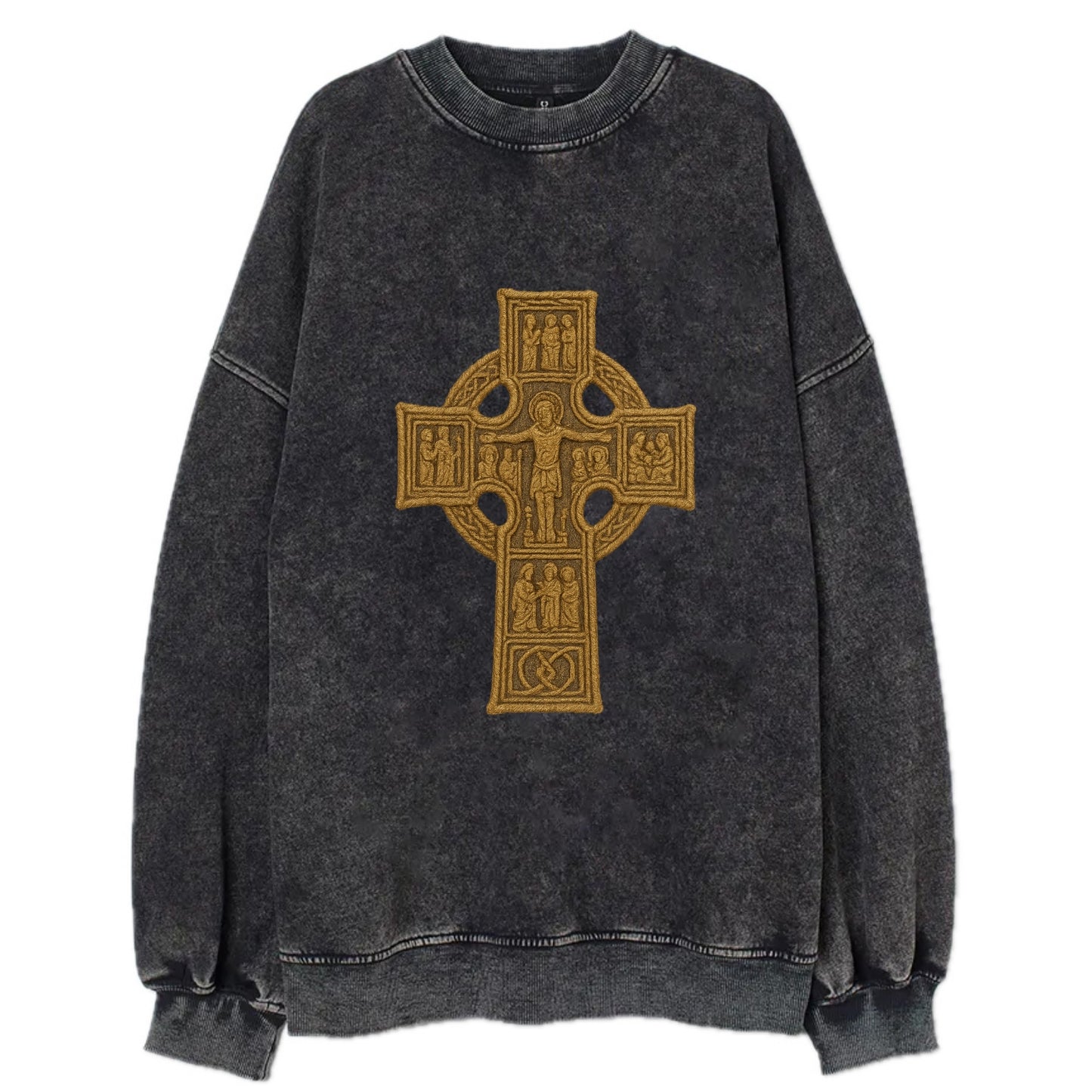 Monasterboice Cross - Vintage Sweatshirt - Black