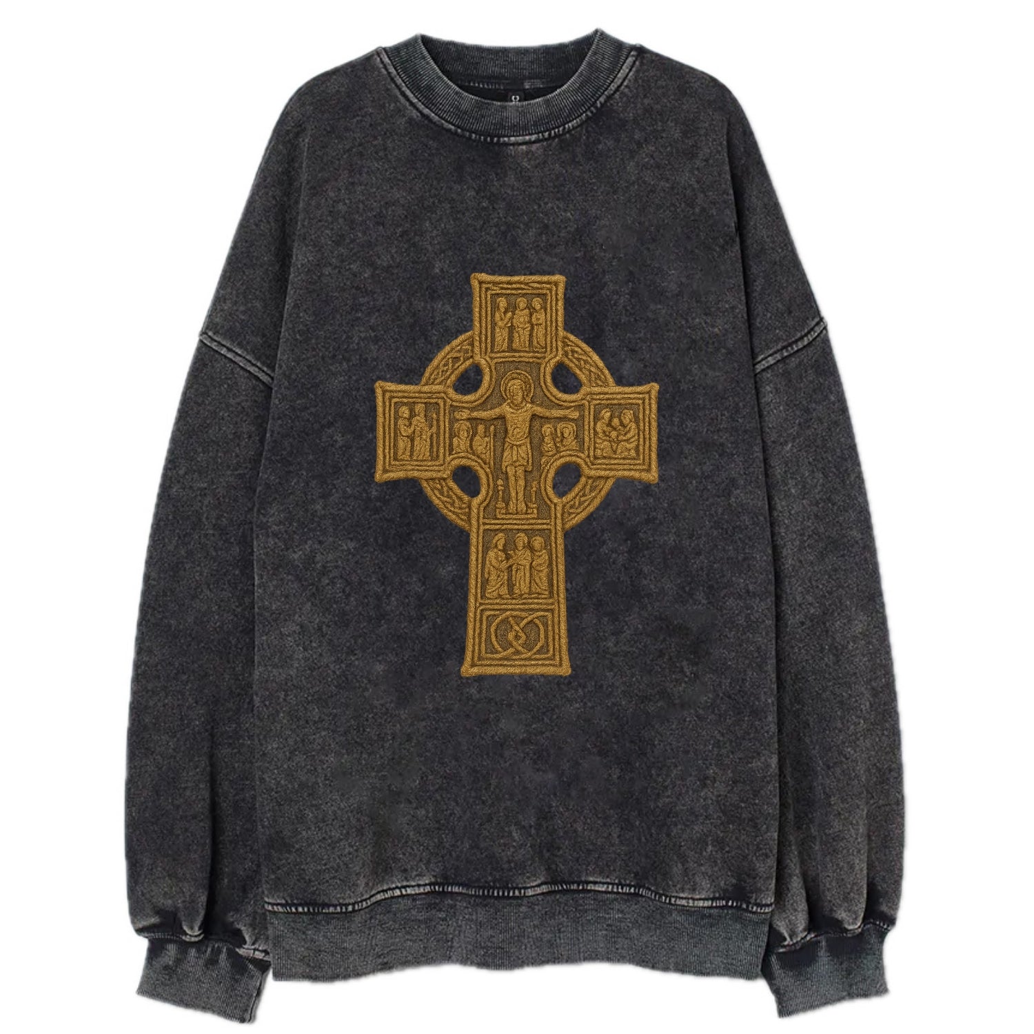 Monasterboice Cross - Vintage Sweatshirt - Black