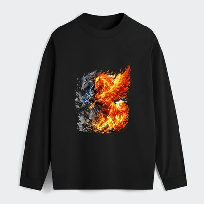 THUNDER FIRE | Horse combining lightning and flame | Electric fire | - Classic Long Sleeve Shirt - Black