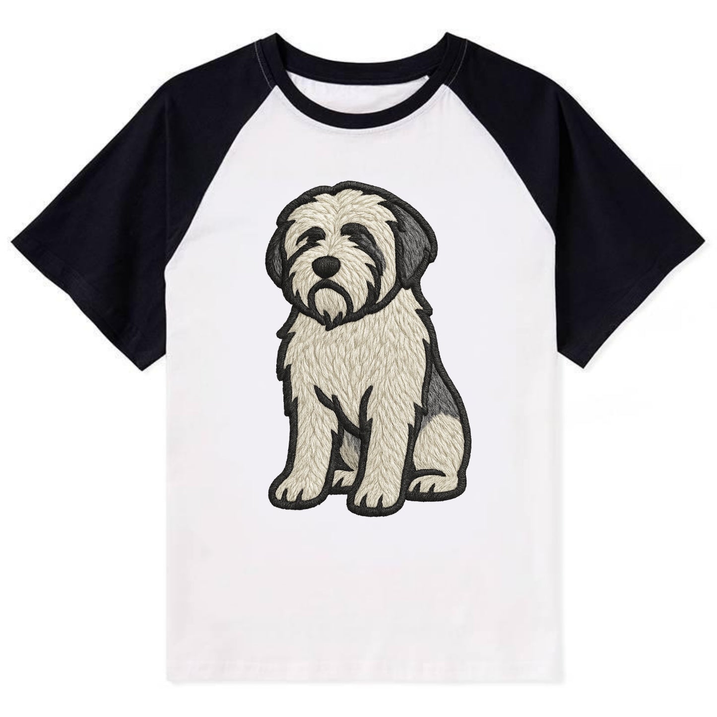 Polish Lowland Sheepdog - White and gray - Contrast Raglan T-shirt - Black