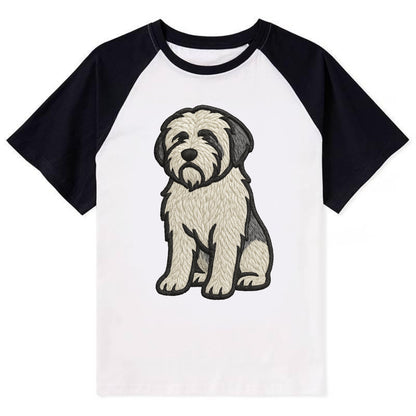 Polish Lowland Sheepdog - White and gray - Contrast Raglan T-shirt - Black