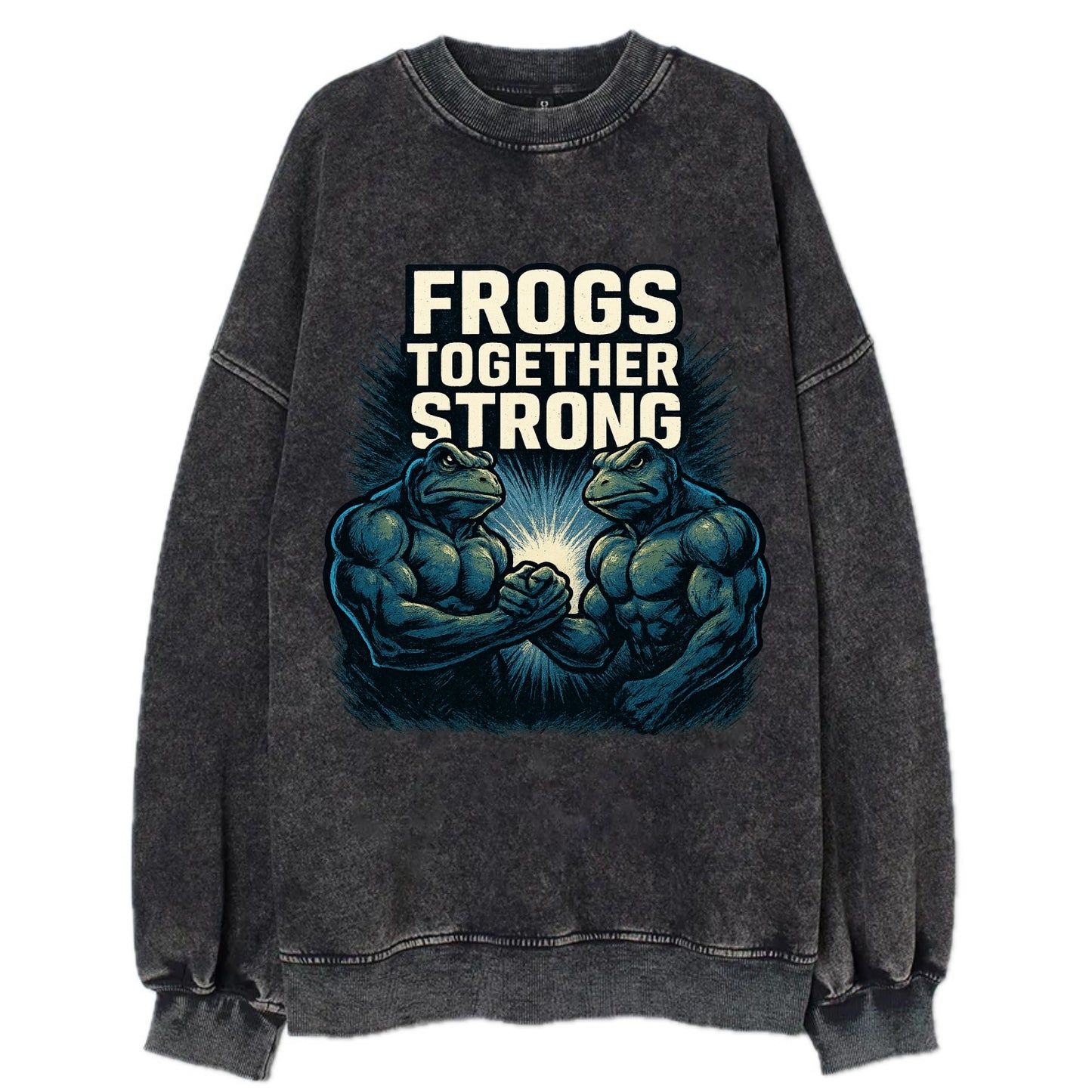 Frogs Together Strong 4 - Vintage Sweatshirt - Black