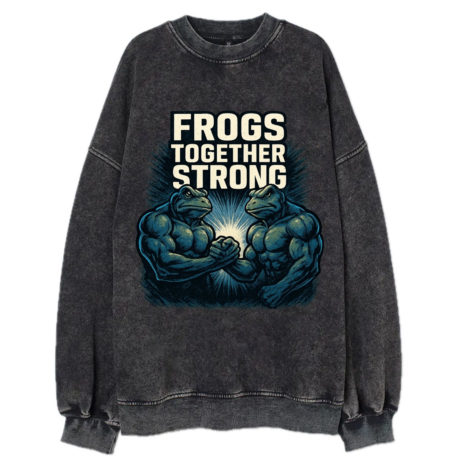Frogs Together Strong 4 - Vintage Sweatshirt - Black