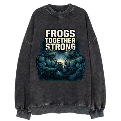 Frogs Together Strong 4 - Vintage Sweatshirt - Black
