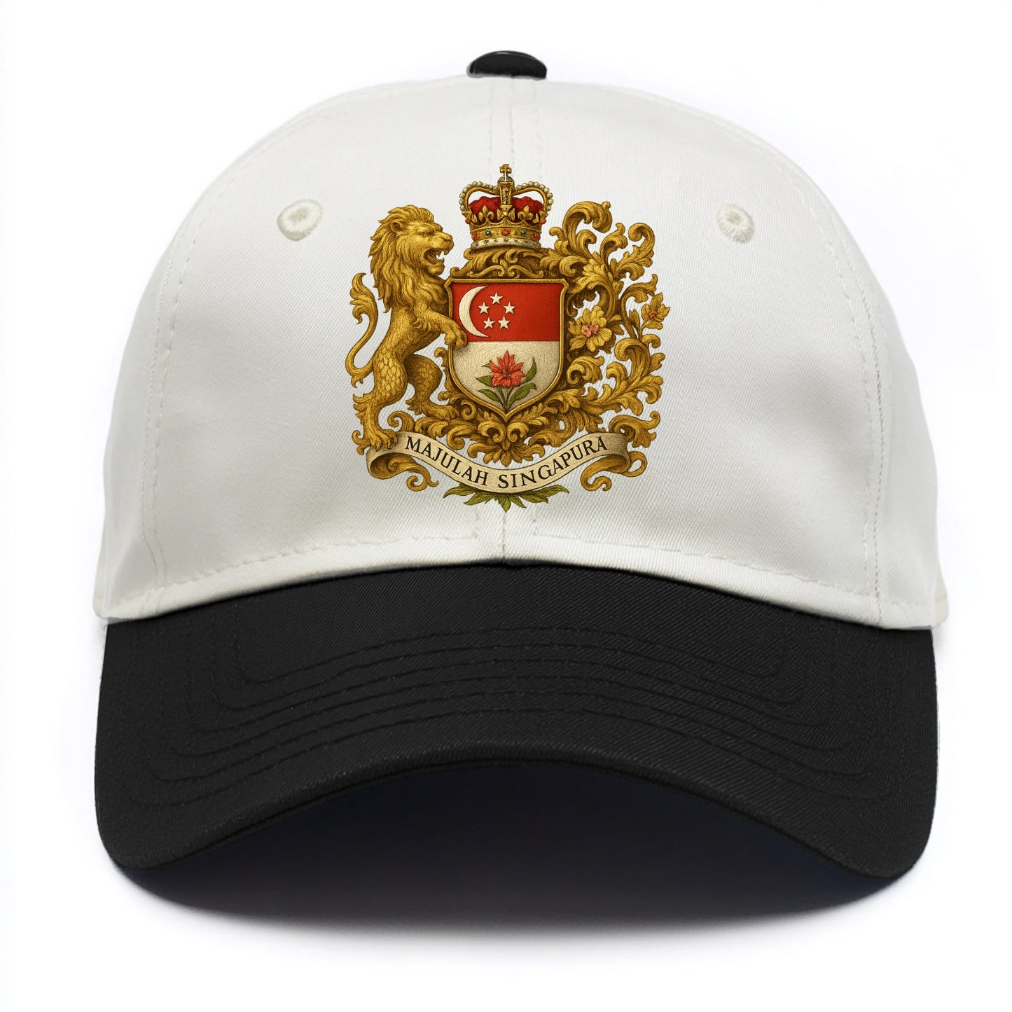 Singapore Merlion Emblem  - Two Tone Cap - Black