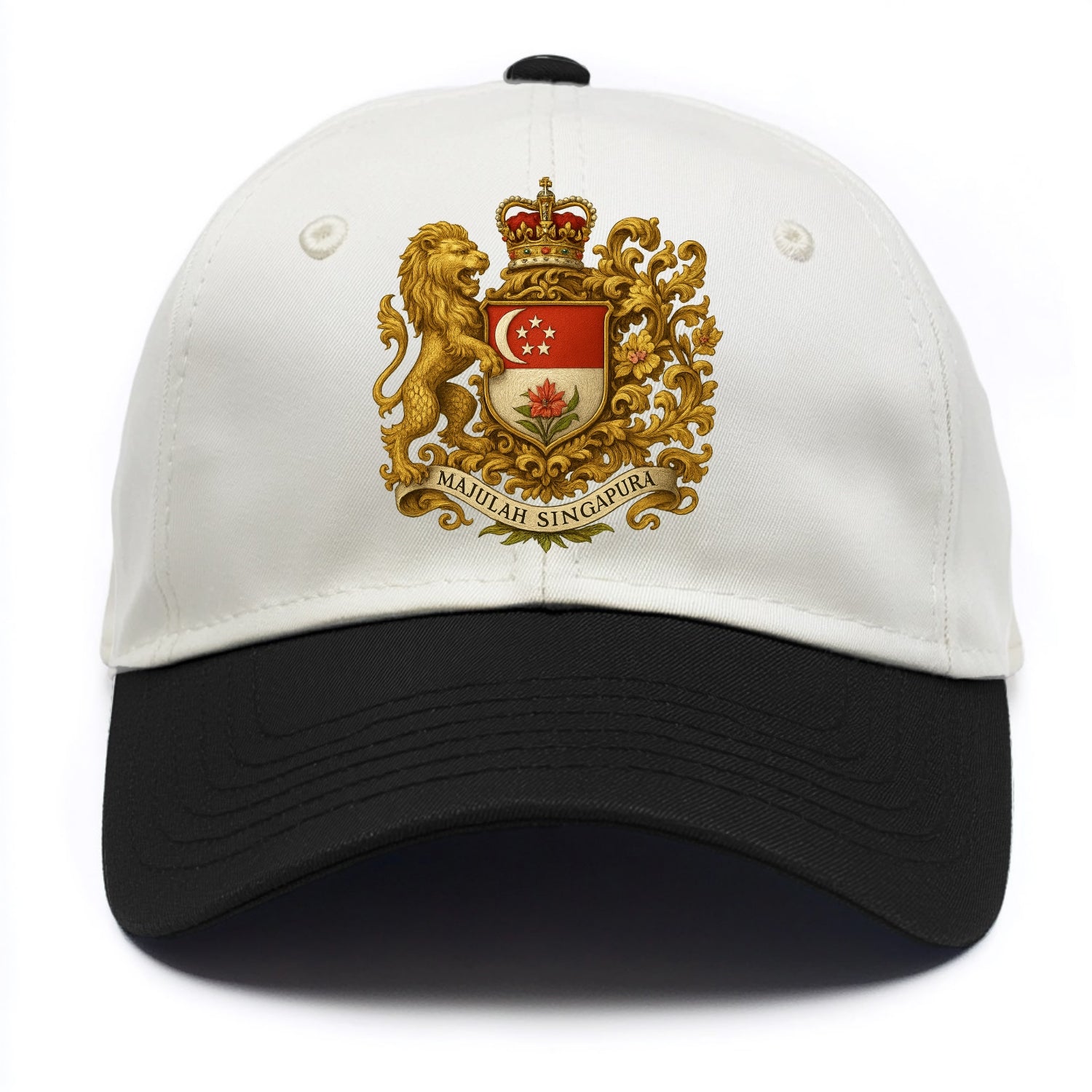 Singapore Merlion Emblem  - Two Tone Cap - Black