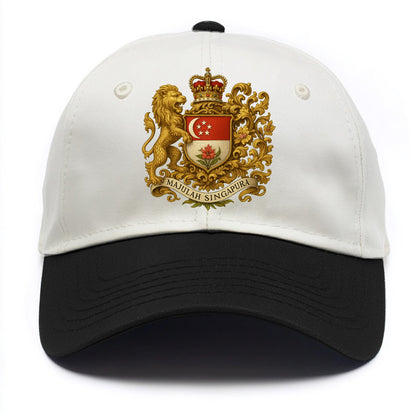 Singapore Merlion Emblem  - Two Tone Cap - Black
