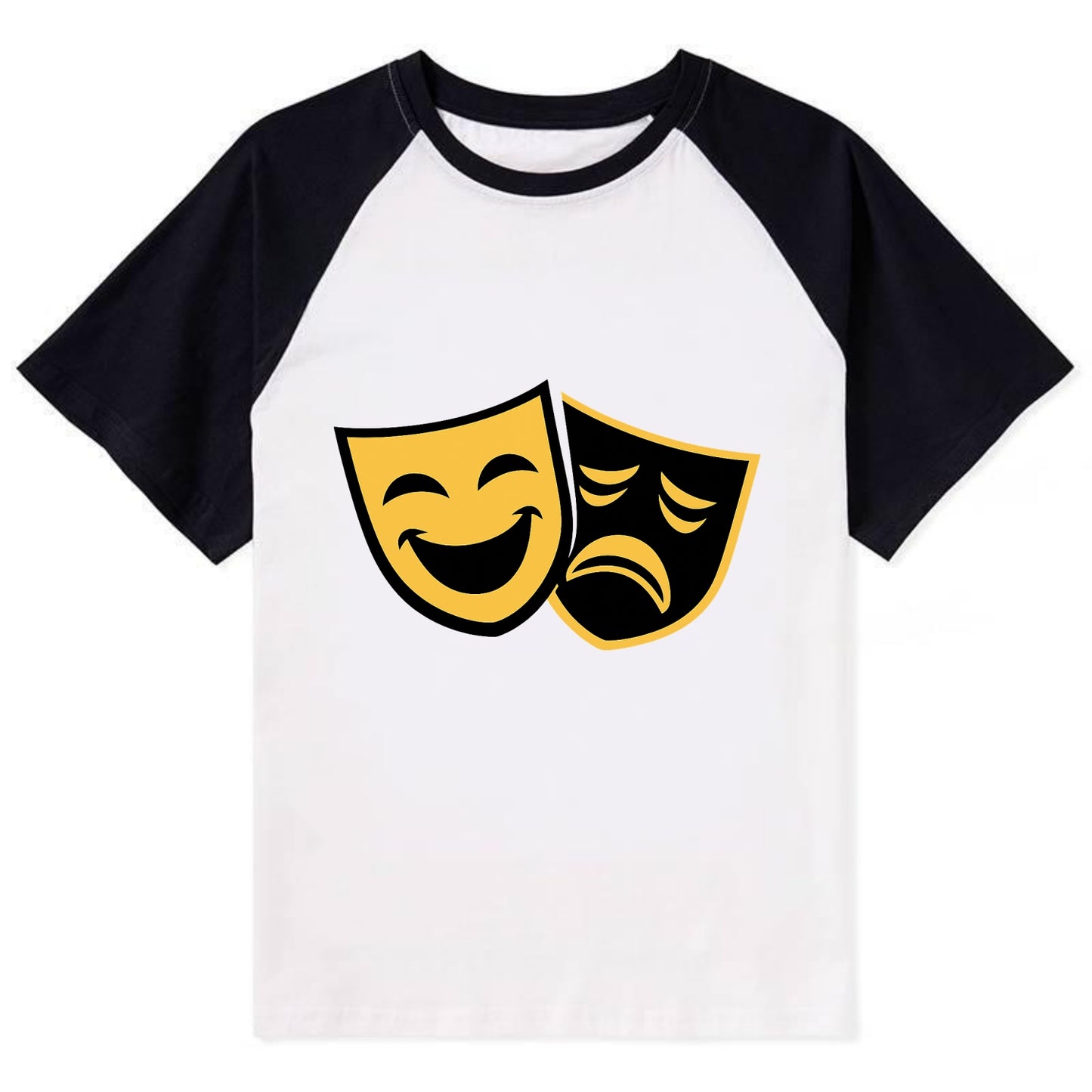 Golden Duality of Theater - Contrast Raglan T-shirt - Black
