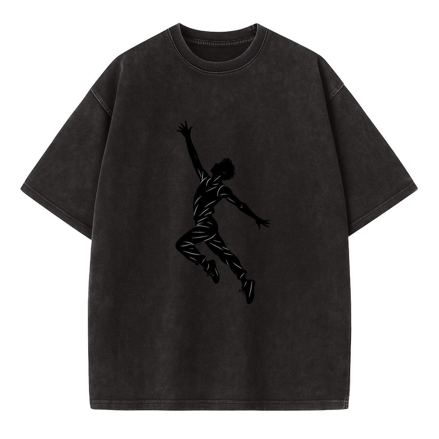 Modern dancer reaching skyward - Vintage T-shirt - Black