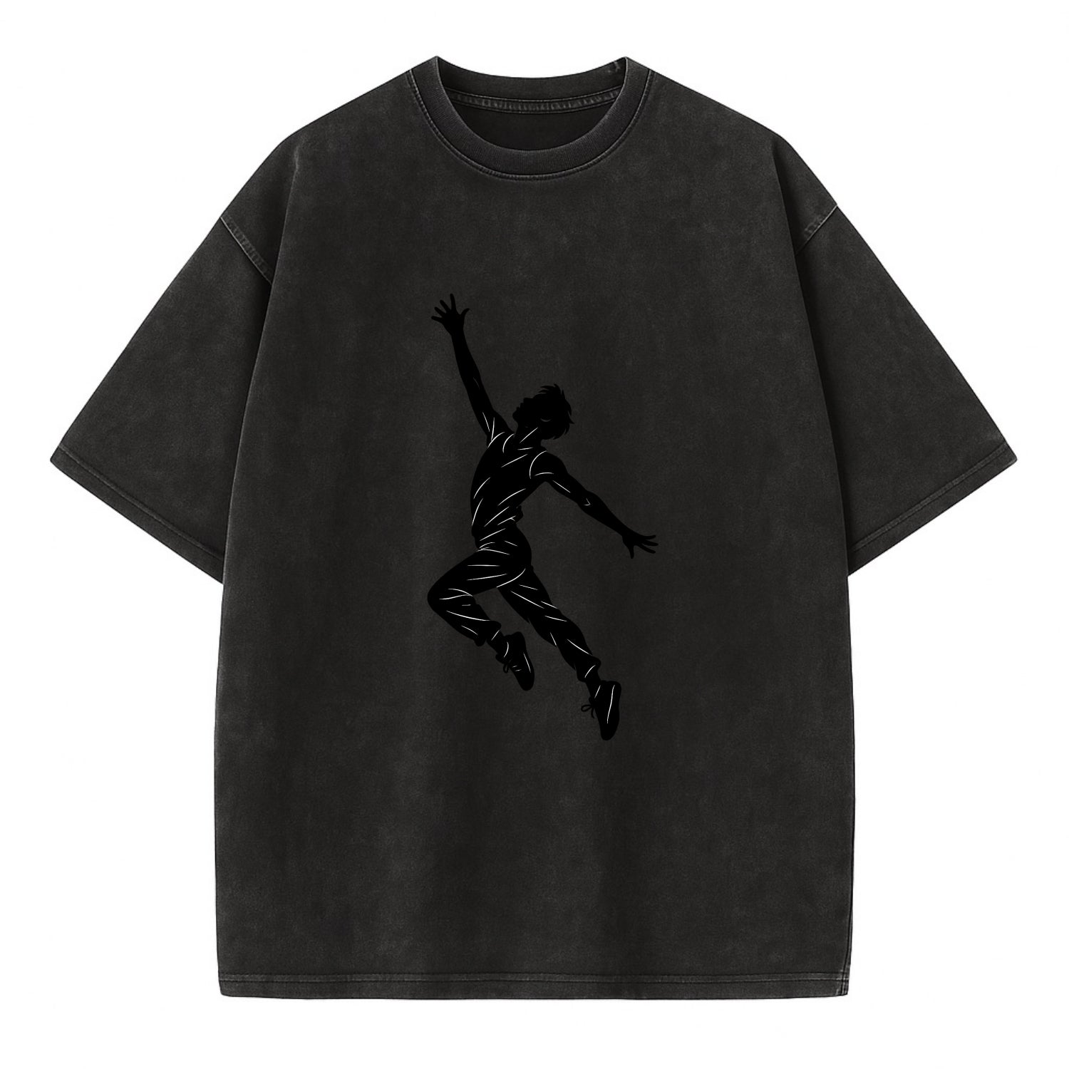 Modern dancer reaching skyward - Vintage T-shirt - Black