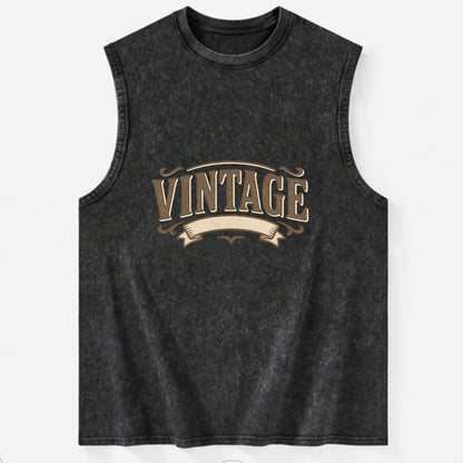Bold typography design - "CENTERED" - aligned, focused, balanced within - Vintage Washed Tank - Black