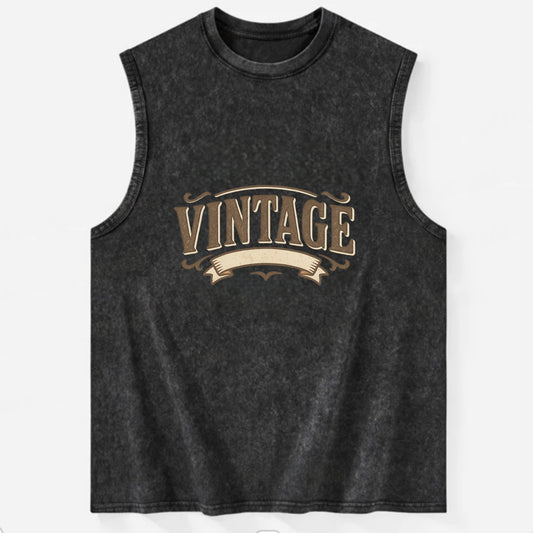 Bold typography design - "CENTERED" - aligned, focused, balanced within - Vintage Washed Tank - Black