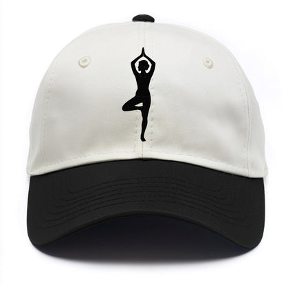 Yogi in tree pose silhouette - Two Tone Cap - Black