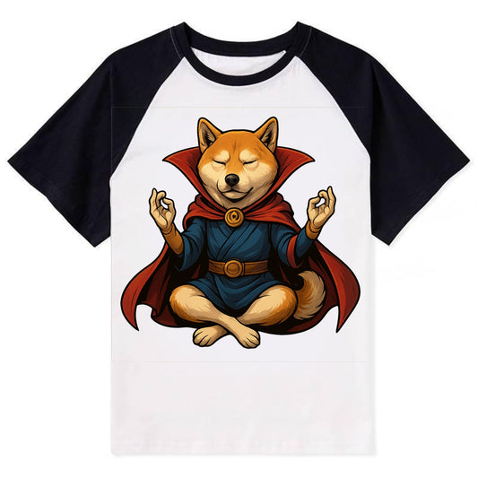 Shiba Inu Doctor Strange  - Contrast Rag - Contrast Raglan T-shirt - Black