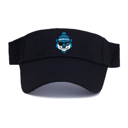 Motor City Wolverine wearing Lions beanie with gear patch and wayfarer sunglasses - Visor - Black